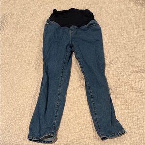 Classic Blue Boot Cut Maternity Jeans with Elastic Waistband